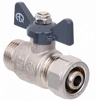 Кран шаровой для МП труб нар 1/2"x16  бабочка никель